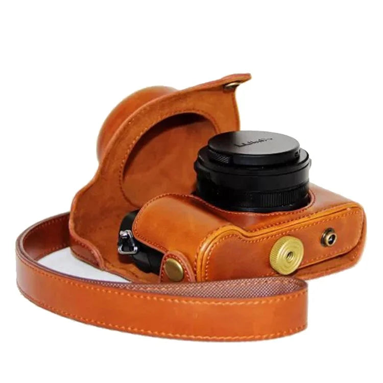 PU Leather Camera Bag Protective Cover with Strap for Panasonic LX100