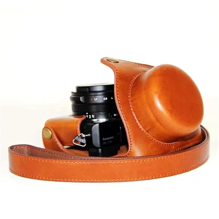 PU Leather Camera Bag Protective Cover with Strap for Panasonic LX100