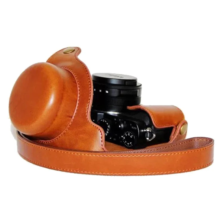 PU Leather Camera Bag Protective Cover with Strap for Panasonic LX100