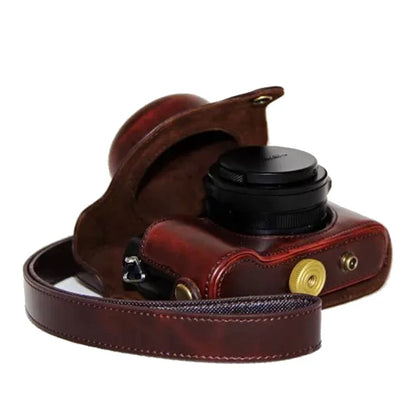 PU Leather Camera Bag Protective Shell with Strap for Panasonic LX100