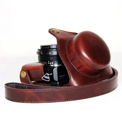 PU Leather Camera Bag Protective Shell with Strap for Panasonic LX100