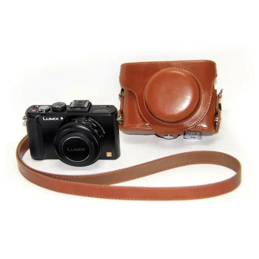 Protective Leather Camera Shell with Shoulder Strap for Panasonic LX7 / LX5 / LX3
