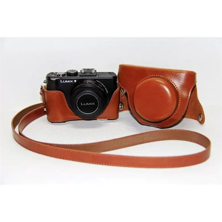 Protective Leather Camera Shell with Shoulder Strap for Panasonic LX7 / LX5 / LX3
