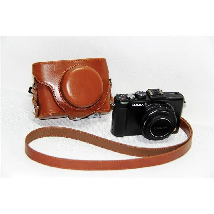 Protective Leather Camera Shell with Shoulder Strap for Panasonic LX7 / LX5 / LX3