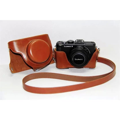 Protective Leather Camera Shell with Shoulder Strap for Panasonic LX7 / LX5 / LX3
