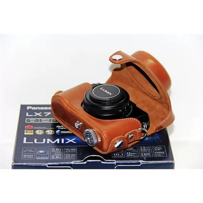Protective Leather Camera Shell with Shoulder Strap for Panasonic LX7 / LX5 / LX3