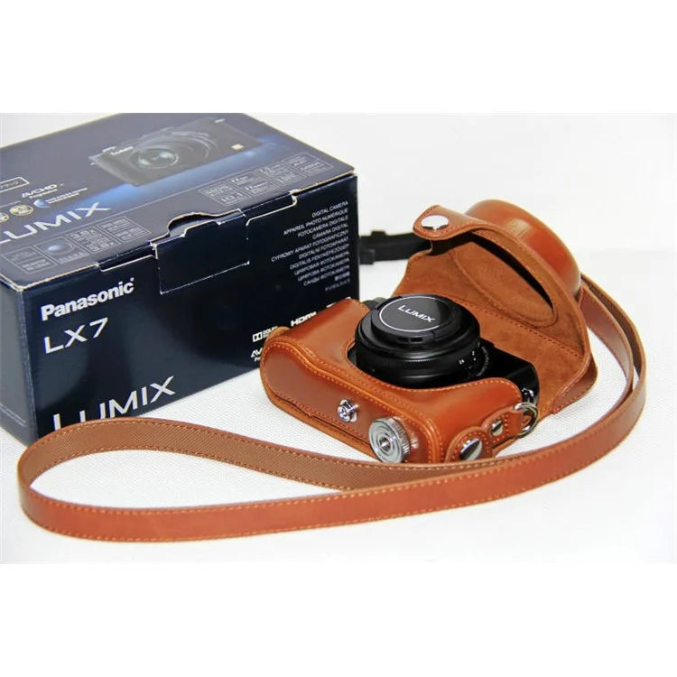 Protective Leather Camera Shell with Shoulder Strap for Panasonic LX7 / LX5 / LX3