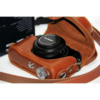 Protective Leather Camera Shell with Shoulder Strap for Panasonic LX7 / LX5 / LX3