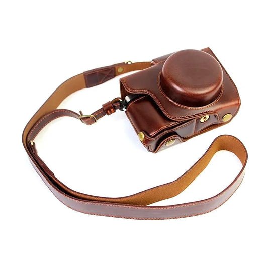 PU Leather Camera Protective Cover + Strap for Olympus EM10/EM10II Digital Camera