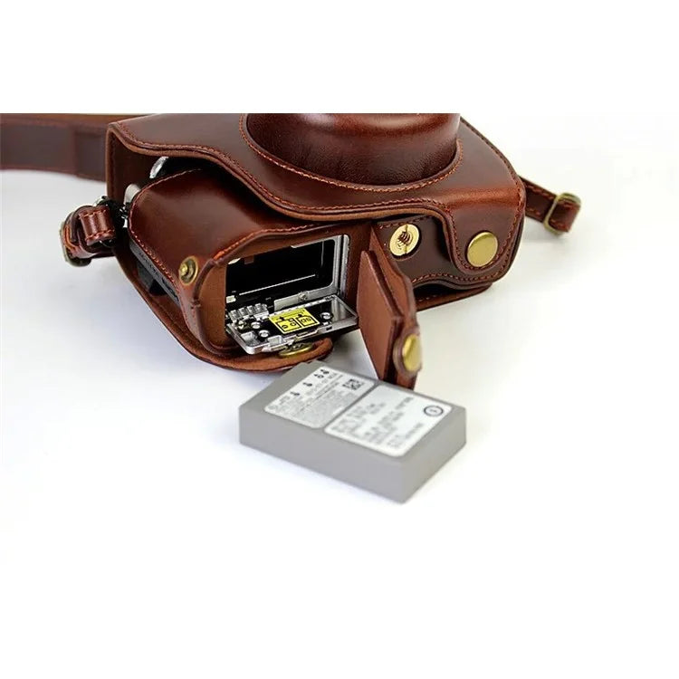 PU Leather Camera Protective Cover + Strap for Olympus EM10/EM10II Digital Camera