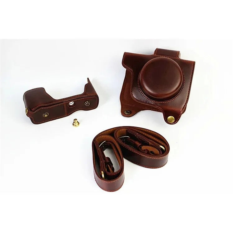 PU Leather Camera Protective Cover + Strap for Olympus EM10/EM10II Digital Camera