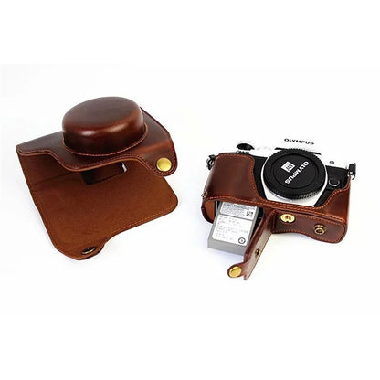 PU Leather Camera Protective Cover + Strap for Olympus EM10/EM10II Digital Camera