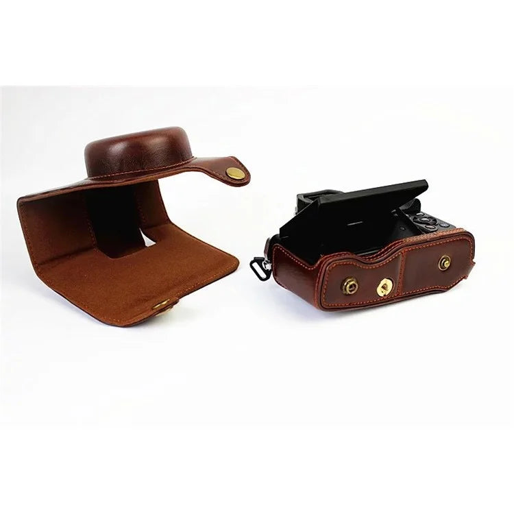 PU Leather Camera Protective Cover + Strap for Olympus EM10/EM10II Digital Camera