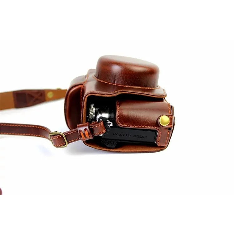 PU Leather Camera Protective Cover + Strap for Olympus EM10/EM10II Digital Camera