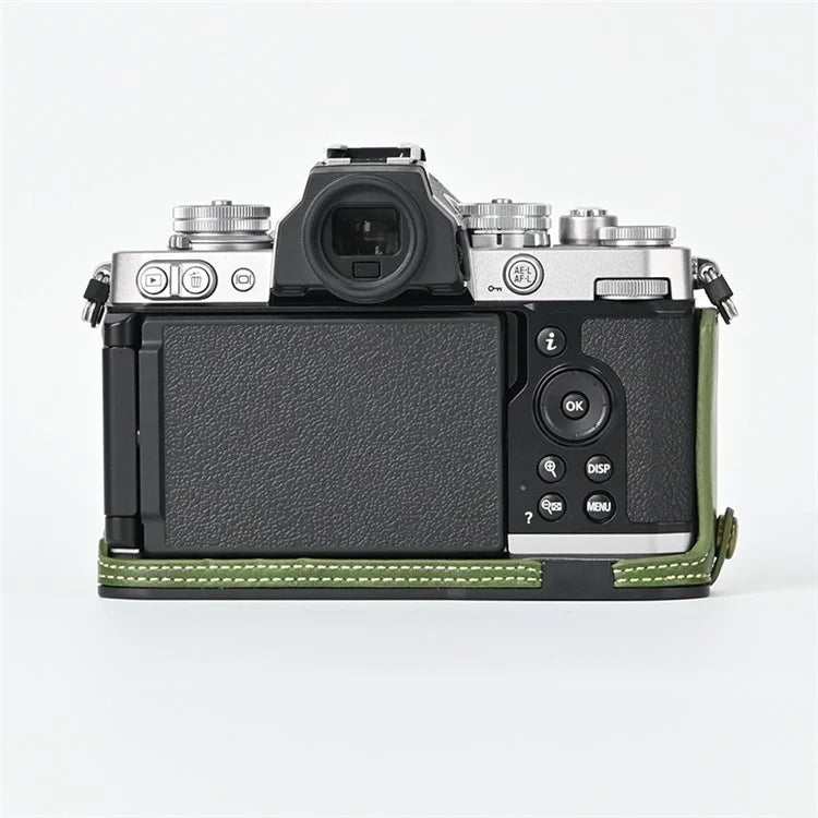 For Nikon Z fc Camera Bag Bottom Case PU Leather Protective Half Body Cover with Battery Opening