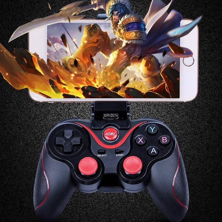 C8S Wireless Bluetooth Game Controller Gamepad Joystick for iOS Android Etc with Phone Clamp Holder