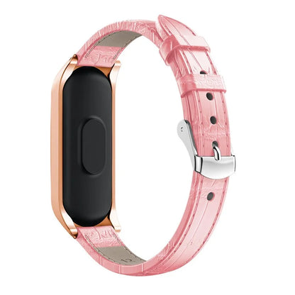 Crocodile Texture Genuine Leather Watch Band with Watch Frame Replacement for Xiaomi Mi Band 3 / Mi Smart Band 4