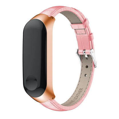 Crocodile Texture Genuine Leather Watch Band with Watch Frame Replacement for Xiaomi Mi Band 3 / Mi Smart Band 4