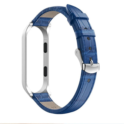 Crocodile Texture Genuine Leather Watch Band with Watch Frame Replacement for Xiaomi Mi Band 3 / Mi Smart Band 4