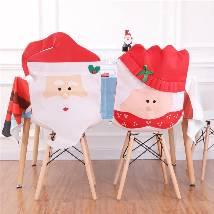 Non-Woven Cloth Hat Christmas Snowman Tableware Chair Cover Home Decor