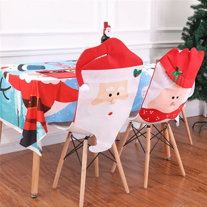 Non-Woven Cloth Hat Christmas Snowman Tableware Chair Cover Home Decor