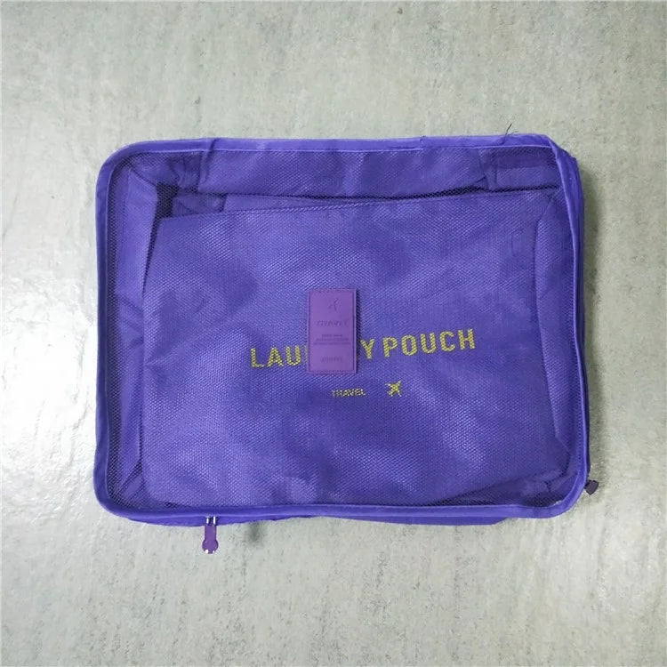 6PCS/Set Waterproof Storage Bags Travel Packing Luggage Organizer Large Medium Small Pouches