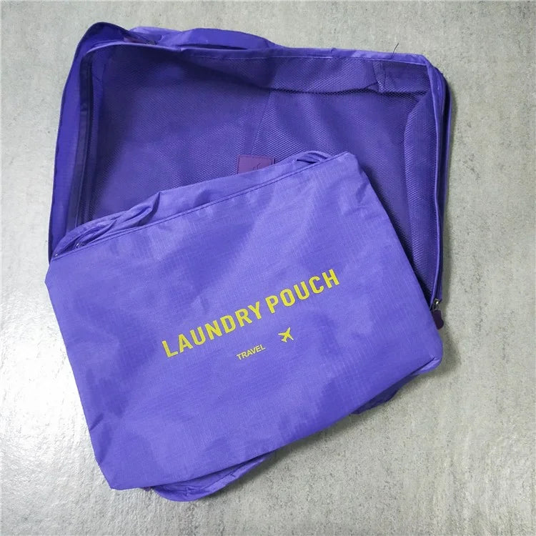 6PCS/Set Waterproof Storage Bags Travel Packing Luggage Organizer Large Medium Small Pouches