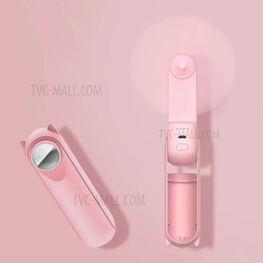 Portable Rechargeable Folding Handheld Fan Summer Mini 3-Speed Cooling Fan with Makeup Mirror