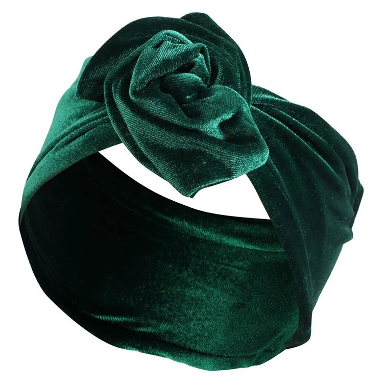 FD066 Wire Headband Adjustable Pattern Print Wired Hair Tie Head Scarfish Green