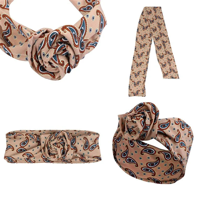 FD066 Wire Headband Adjustable Pattern Print Wired Hair Tie Head Scarf
