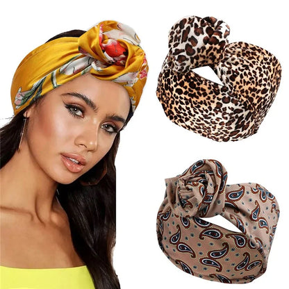 FD066 Wire Headband Adjustable Pattern Print Wired Hair Tie Head Scarf