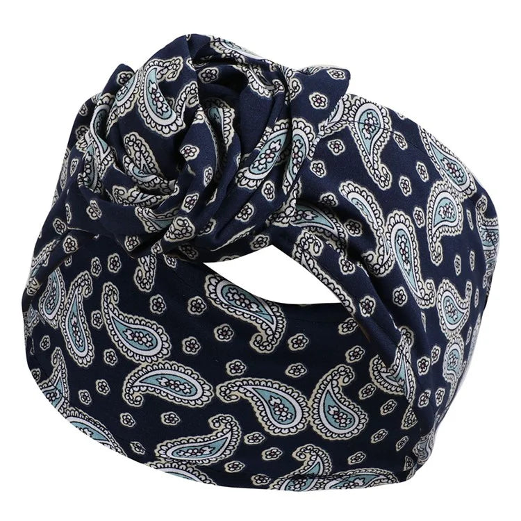 FD066 Wire Headband Adjustable Pattern Print Wired Hair Tie Head Scarf