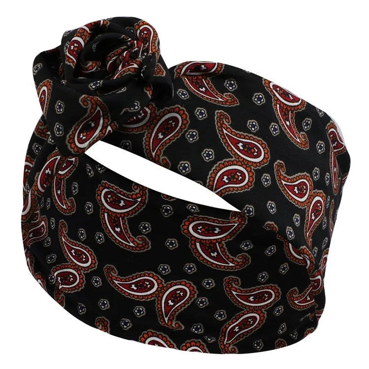 FD066 Wire Headband Adjustable Pattern Print Wired Hair Tie Head Scarf