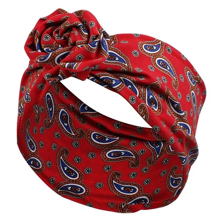 FD066 Wire Headband Adjustable Pattern Print Wired Hair Tie Head Scarf