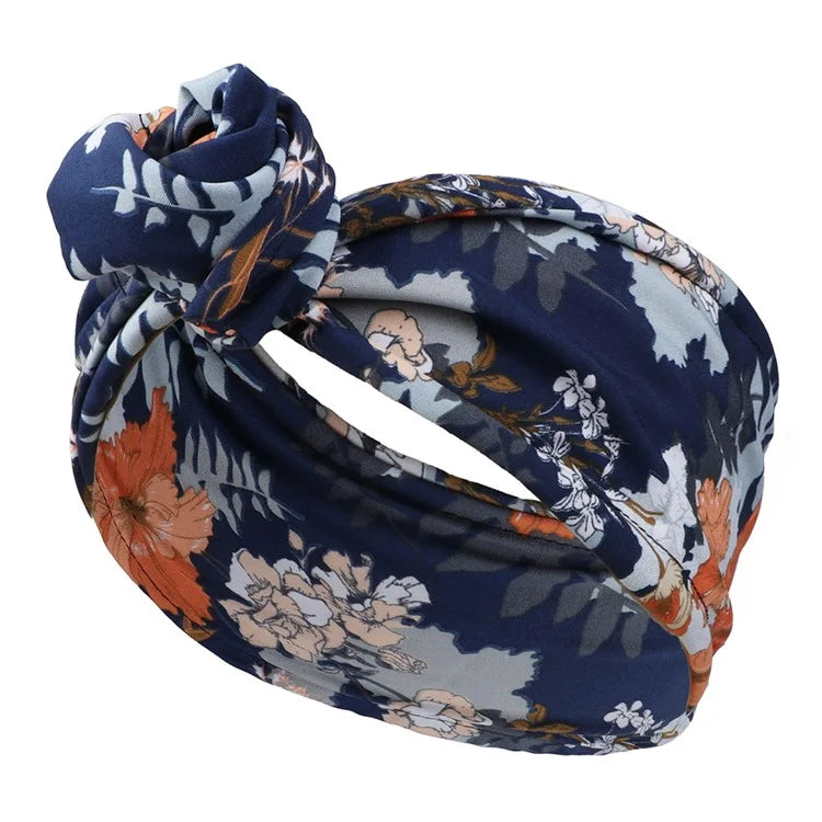 FD066 Wire Headband Adjustable Pattern Print Wired Hair Tie Head Scarf