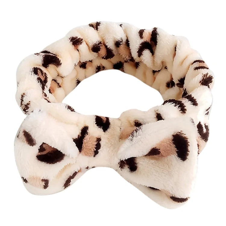 SFD001 Coral Fleece Women Sports Headband Cute Bowknot Face Washing Hairband