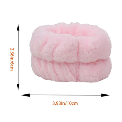 SFD067 1 Headband + 2 Wrist Bands Coral Fleece Water Absorbent Face Washing Wristband Hairband Set