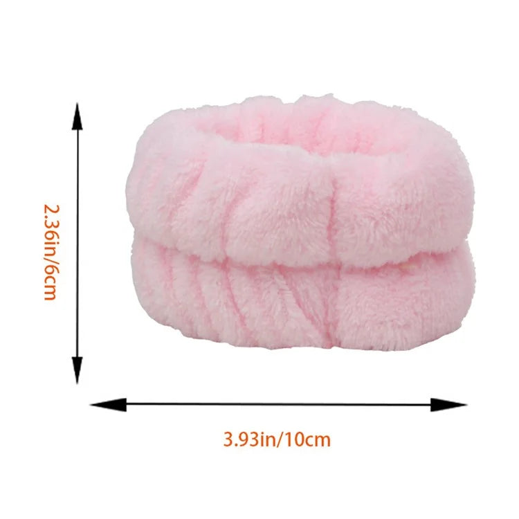 SFD067 1 Headband + 2 Wrist Bands Coral Fleece Water Absorbent Face Washing Wristband Hairband Set