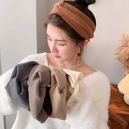 FD089 Solid Color Autumn Winter Wide Headband Women Sports Face Washing Hair Band