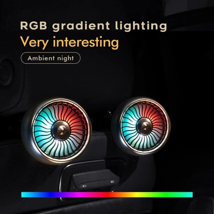 Car Backseat Electric Fan for Rear Seat Passenger with 3 Speed Modes + RGB Light for Vehicles SUV Truck+Silver