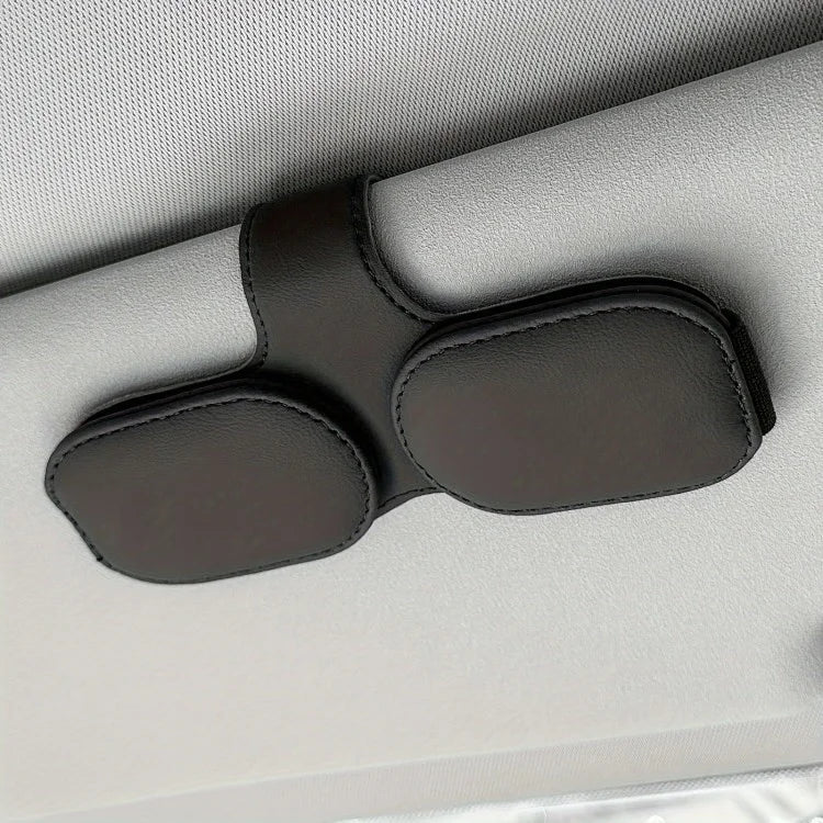 Car Sunglasses Holder Vehicle Visor Clip Magnetic PU Leather Sun Glasses Eyeglass Hanger