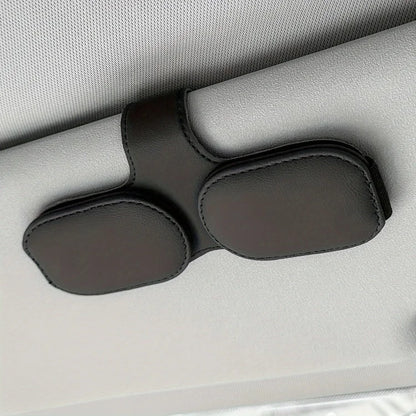Car Sunglasses Holder Vehicle Visor Clip Magnetic PU Leather Sun Glasses Eyeglass Hanger