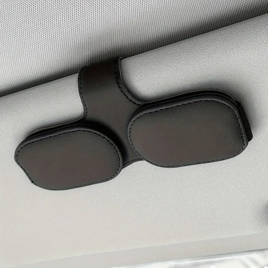 Car Sunglasses Holder Vehicle Visor Clip Magnetic PU Leather Sun Glasses Eyeglass Hanger