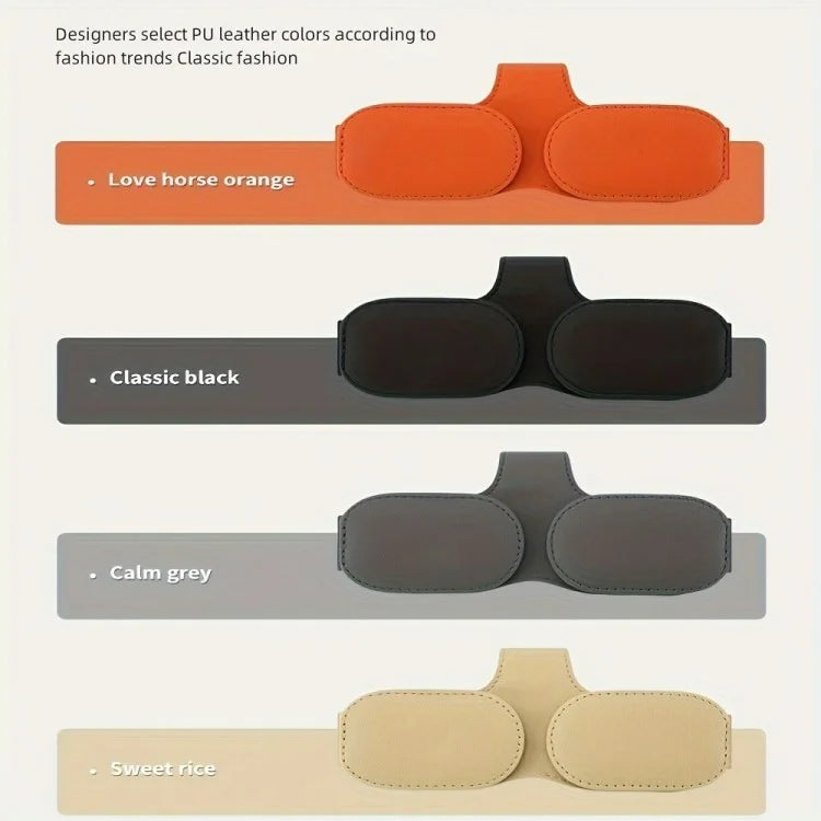 Car Sunglasses Holder Vehicle Visor Clip Magnetic PU Leather Sun Glasses Eyeglass Hanger