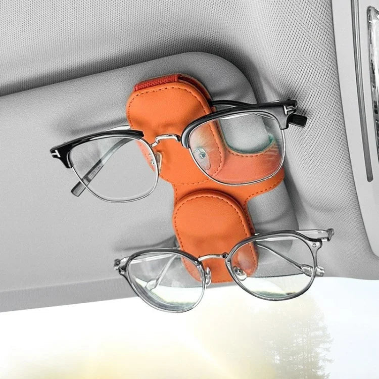 Car Sunglasses Holder Vehicle Visor Clip Magnetic PU Leather Sun Glasses Eyeglass Hanger