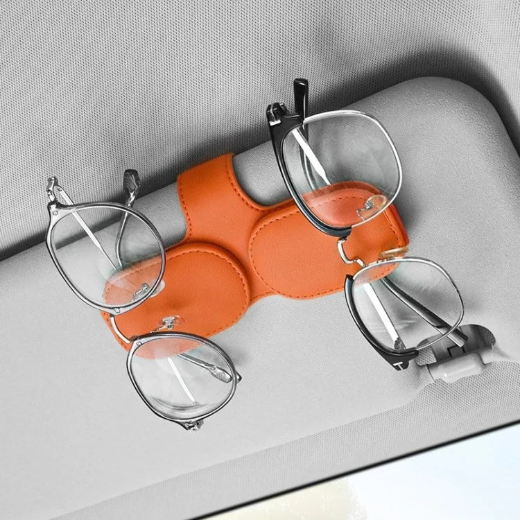 Car Sunglasses Holder Vehicle Visor Clip Magnetic PU Leather Sun Glasses Eyeglass Hanger