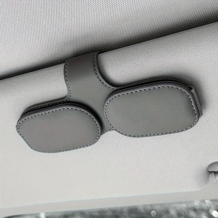 Car Sunglasses Holder Vehicle Visor Clip Magnetic PU Leather Sun Glasses Eyeglass Hanger