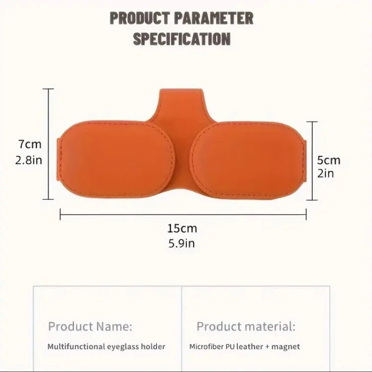 Car Sunglasses Holder Vehicle Visor Clip Magnetic PU Leather Sun Glasses Eyeglass Hanger