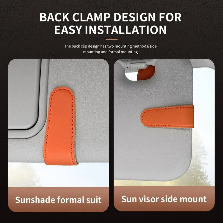 Car Sunglasses Holder Vehicle Visor Clip Magnetic PU Leather Sun Glasses Eyeglass Hanger