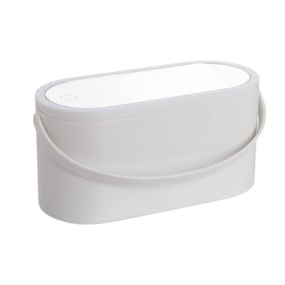 Travel Makeup Organizer Built-In Mirror Rechargeable Cosmetic Storage Box with LED Light